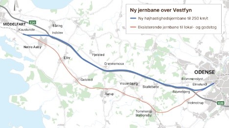 Anlæg af en ny jernbane over Vestfyn går i gang Anlæg af en ny jernbane over Vestfyn går i gang