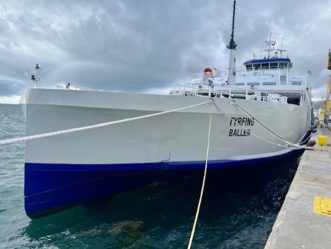 Færge til Samsø er blevet forsinket på grund af vejret i Biscayen